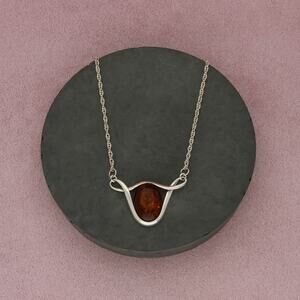 sterling silver vintage amber twist necklace size 16.75in